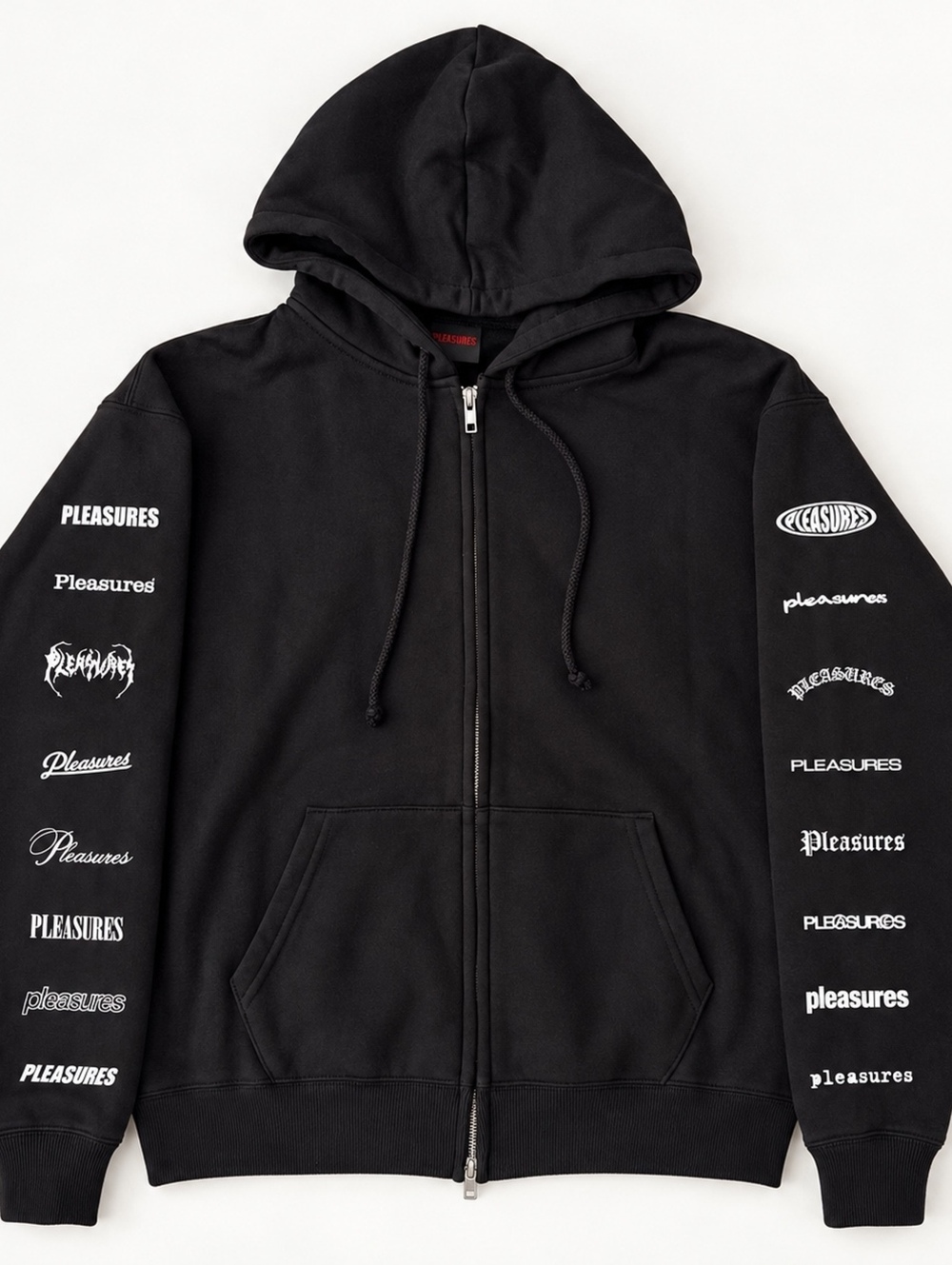 PLEASURES Woodmark Zip Black Hoodie Size Small NWT